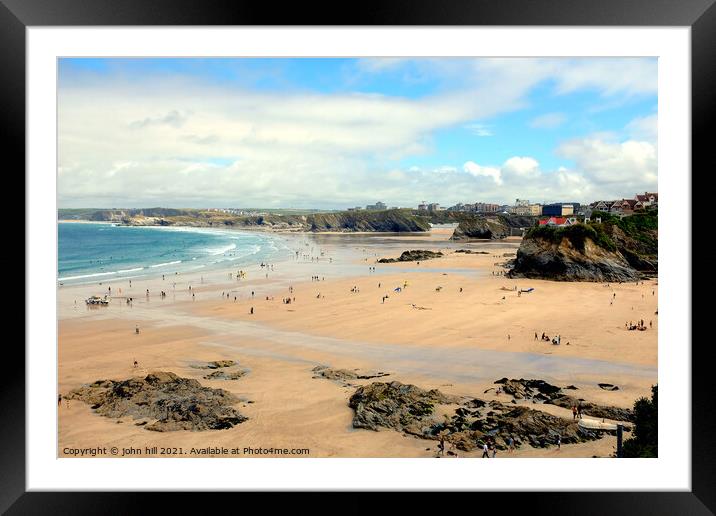 Newquay beaches at low tide, Cornwall. Framed Mounted Print by john hill