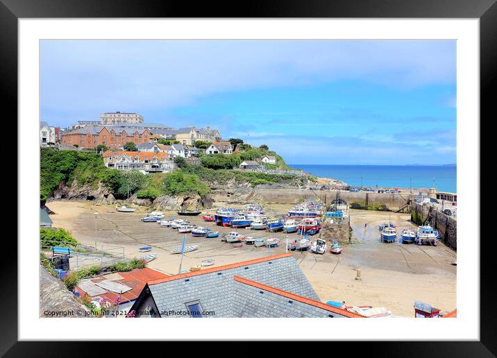 Newquay harbour at low tide, Cornwall. Framed Mounted Print by john hill