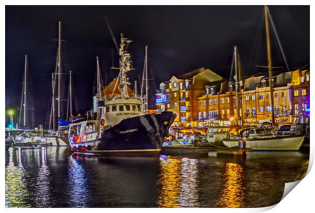 Boats in Harbour Print by Gareth Parkes