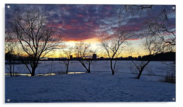 Sunset in Espoo Acrylic by Gareth Parkes