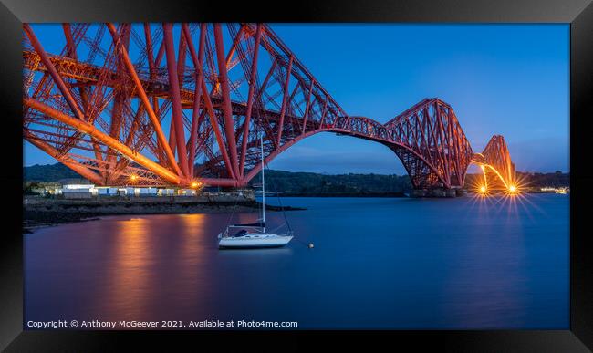 The Forth Rail Bridge Blue Hour Framed Print by Anthony McGeever