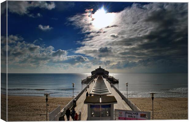 Bournemouth Pier And Beach Dorset England UK Canvas Print by Andy Evans Photos