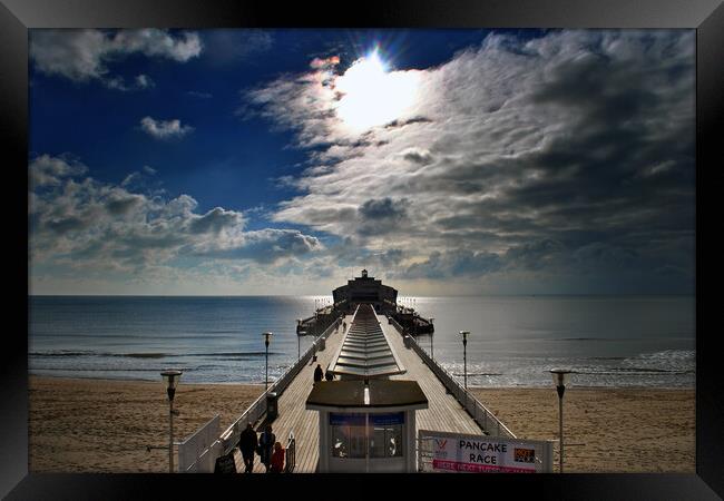 Bournemouth Pier And Beach Dorset England UK Framed Print by Andy Evans Photos