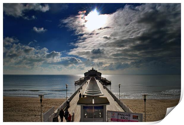 Bournemouth Pier And Beach Dorset England UK Print by Andy Evans Photos