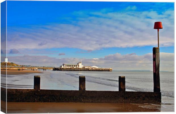 Bournemouth Pier And Beach Dorset England UK Canvas Print by Andy Evans Photos