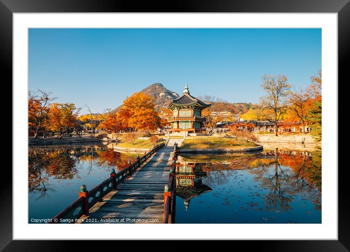Autumn of Gyeongbokgung Palace in Seoul Framed Mounted Print by Sanga Park