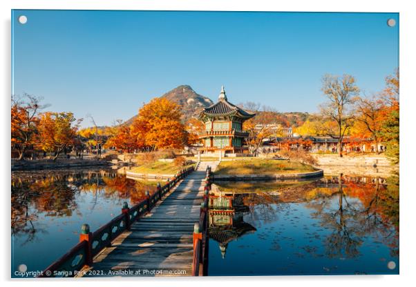 Autumn of Gyeongbokgung Palace in Seoul Acrylic by Sanga Park