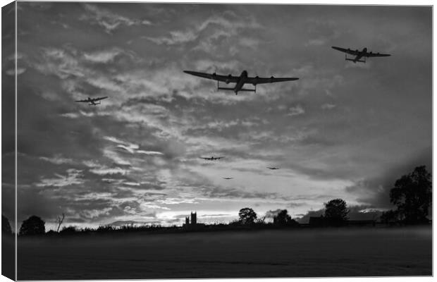 Bomber county: Lincolnshire sunset, B&W version Canvas Print by Gary Eason