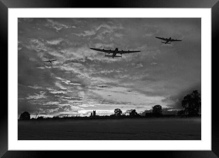 Bomber county: Lincolnshire sunset, B&W version Framed Mounted Print by Gary Eason