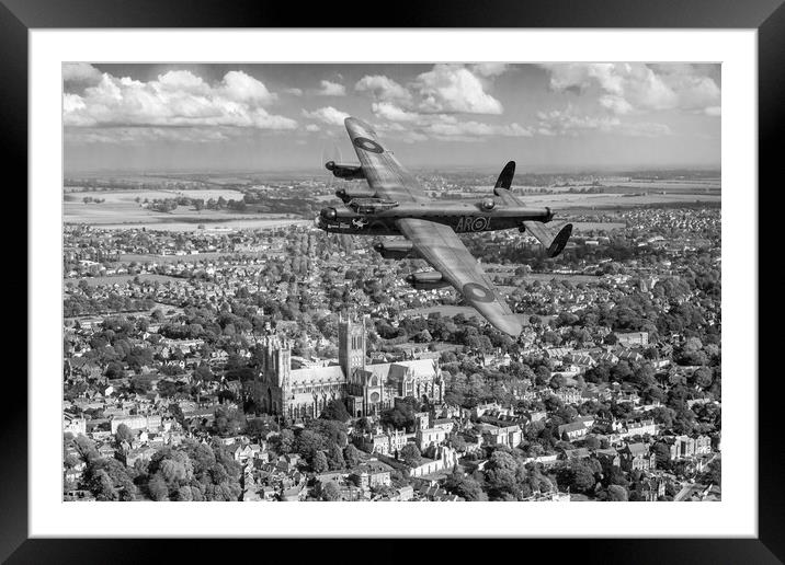 Lancaster AR-L over Lincoln  Framed Mounted Print by Gary Eason