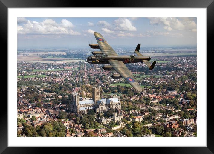 Lancaster AR-L over Lincoln  Framed Mounted Print by Gary Eason