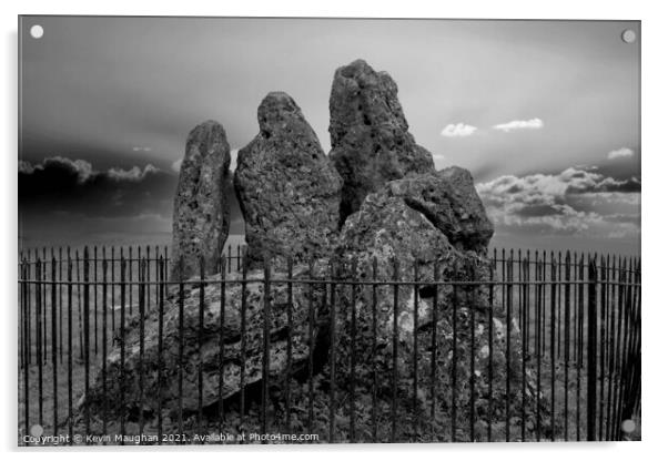 The Whispering Knights (The Rollright Stones) Greyscale Acrylic by Kevin Maughan