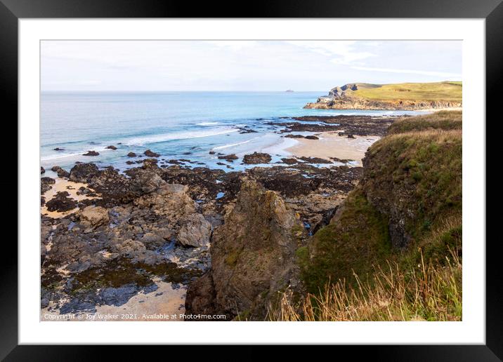 A view along the Cornish coast  Framed Mounted Print by Joy Walker