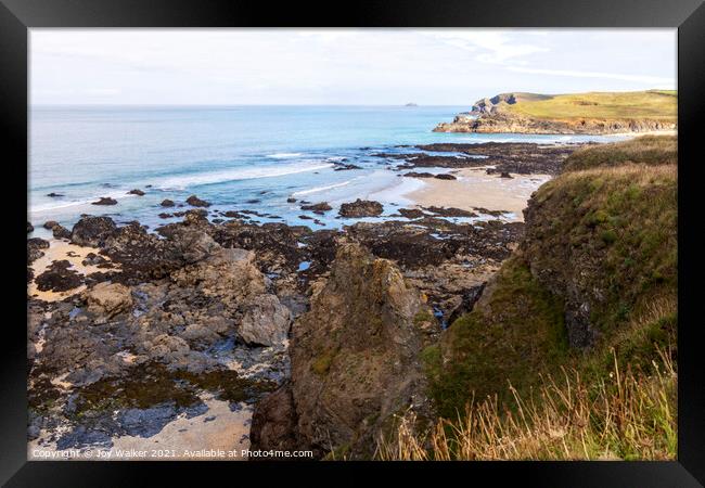 A view along the Cornish coast  Framed Print by Joy Walker