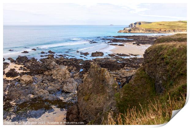 A view along the Cornish coast  Print by Joy Walker