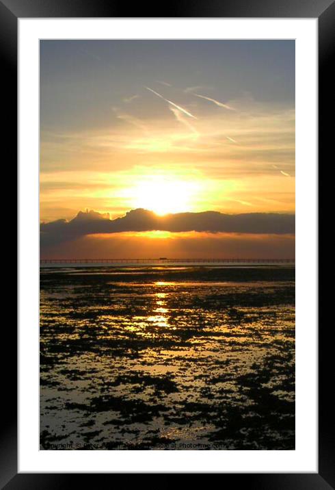 Sunset over Southend Pier, Essex, UK. Framed Mounted Print by Peter Bolton