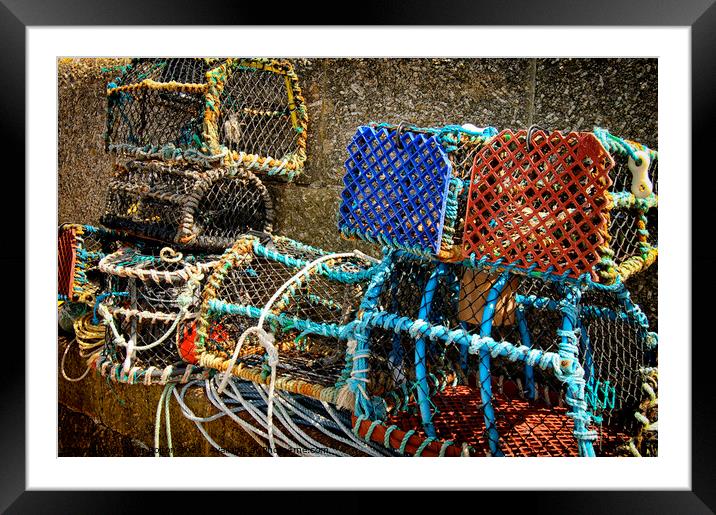 Lobster pots on a jetty at St. Ives, Cornwall, UK. Framed Mounted Print by Peter Bolton