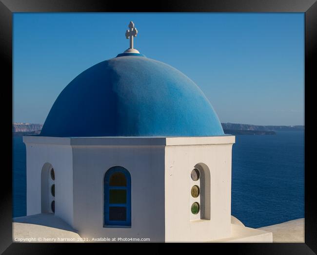 Santorini sea view Framed Print by henry harrison