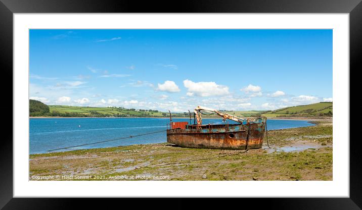 Old Wreck at Ferryside Framed Mounted Print by Heidi Stewart