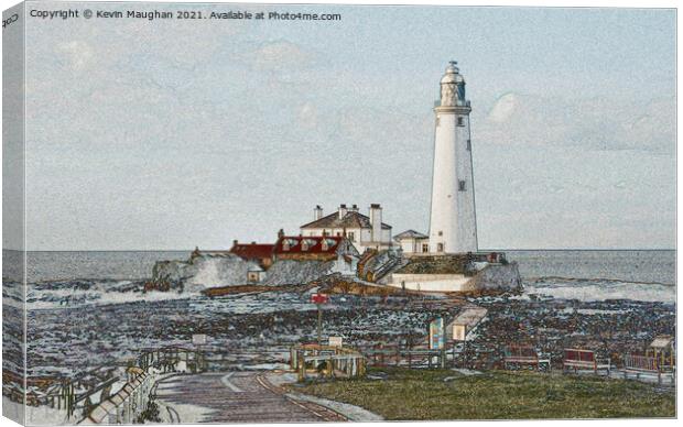 St Marys Lighthouse Whitley Bay North Tyneside (Sketch) Canvas Print by Kevin Maughan