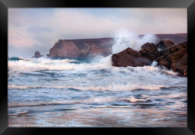 Durness Sango Sands Waves NC500  Scotland Framed Print by Barbara Jones