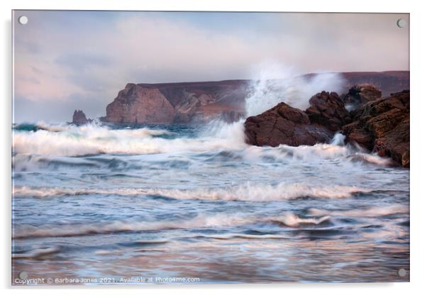 Durness Sango Sands Waves NC500  Scotland Acrylic by Barbara Jones