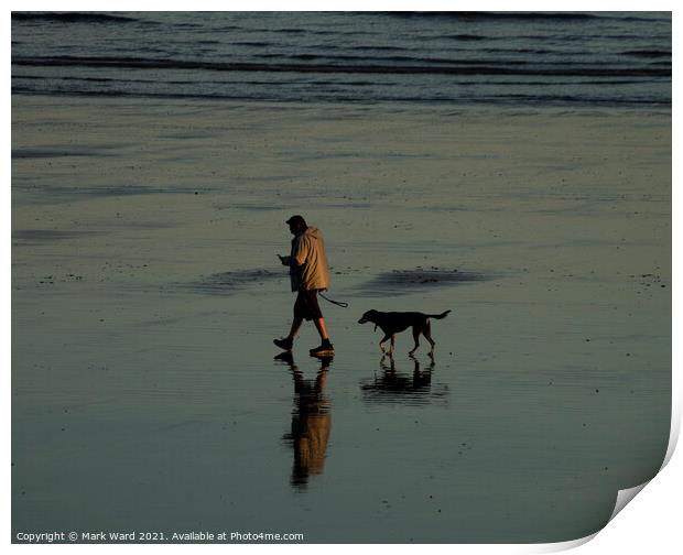 A Man with a Phone, and a Dog. Print by Mark Ward