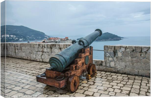 Cannon at wall of Dubrovnik Old Town Canvas Print by Maria Vonotna