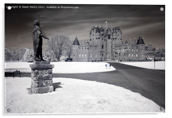 Glamis Castle Infrared Image Acrylic by Navin Mistry