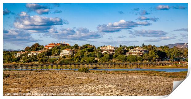 Quinta do Lago The Wooden Bridge Print by Wight Landscapes