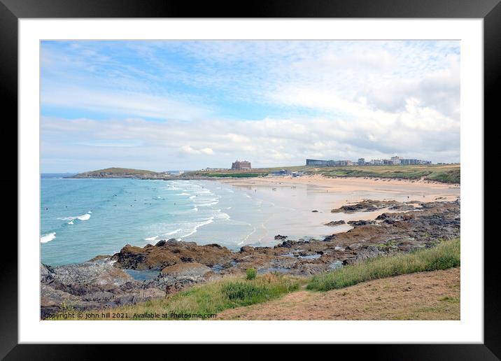 Fistral beach at Newquay, Cornwall. Framed Mounted Print by john hill