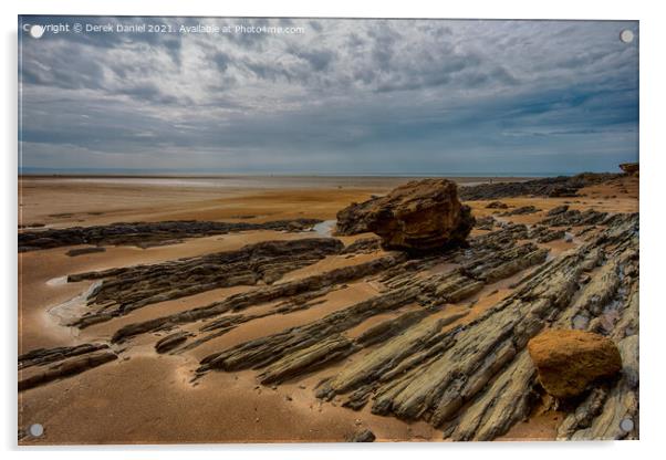 Rocks on Saunton Sands #3 Acrylic by Derek Daniel