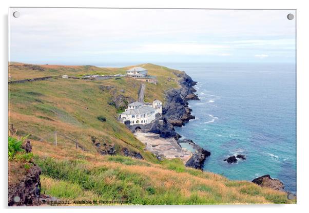 Cornish coastline at Newquay, Cornwall. Acrylic by john hill