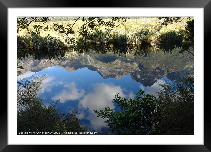 Mirror lake New Zealand  Framed Mounted Print by Ann Mechan