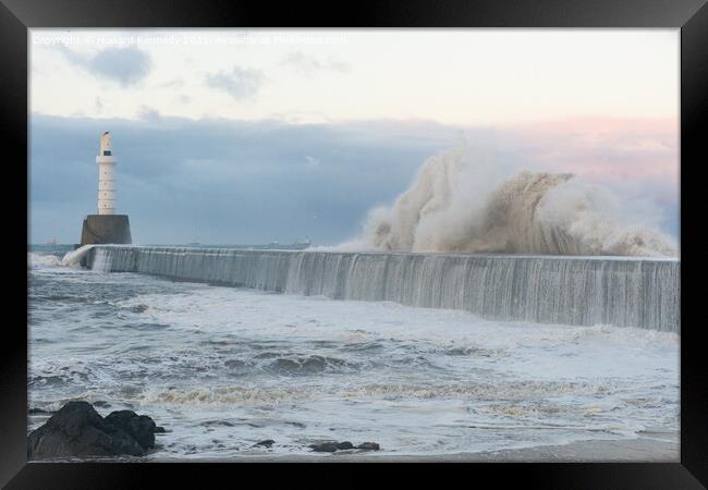 Stormy seas at Aberdeen Framed Print by Howard Kennedy