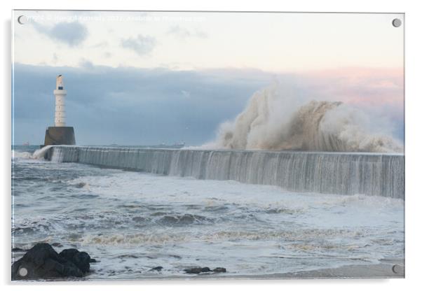 Stormy seas at Aberdeen Acrylic by Howard Kennedy