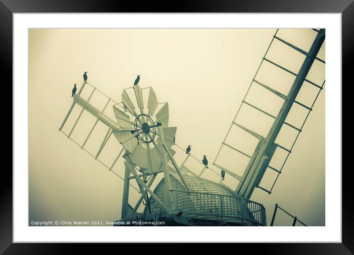 A misty morning at St Benet's mill Norfolk  Framed Mounted Print by Chris Warren