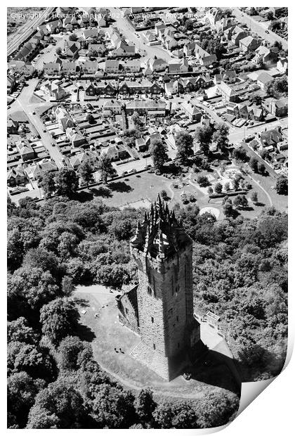 Wallace Monument from the air Print by Howard Kennedy