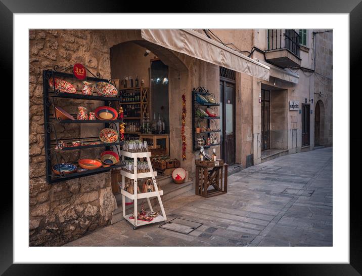 Old town alcudia shop Framed Mounted Print by Jason Thompson