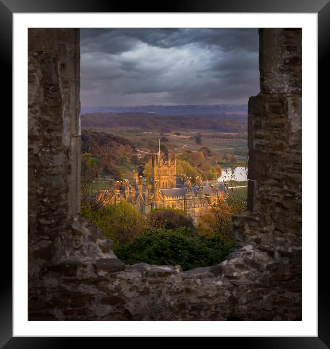 Margam Castle from Capel Mair Framed Mounted Print by Leighton Collins