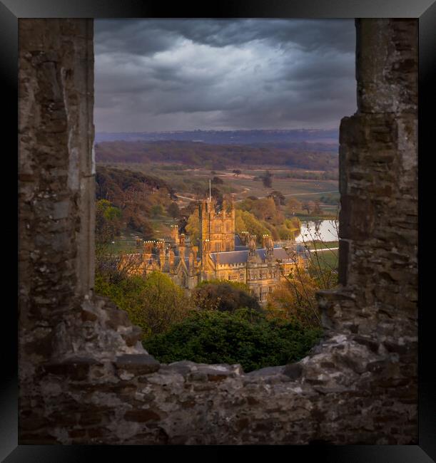 Margam Castle from Capel Mair Framed Print by Leighton Collins