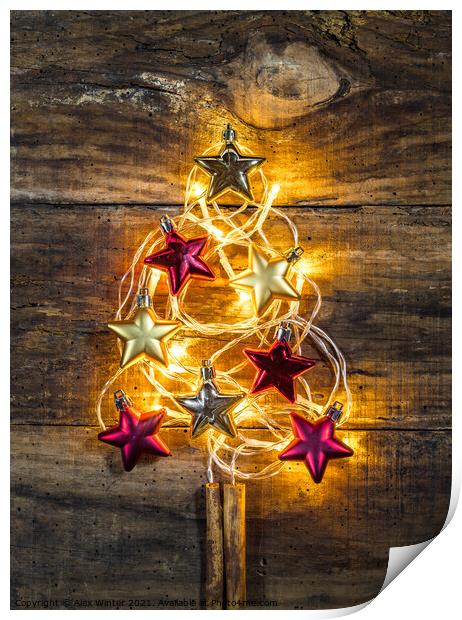 Festive Illumination Christmas tree Print by Alex Winter