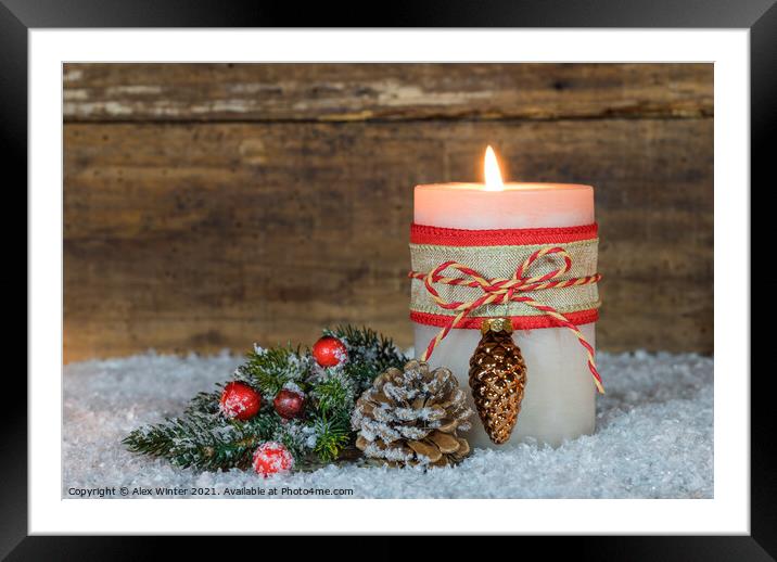 christmas candle Framed Mounted Print by Alex Winter