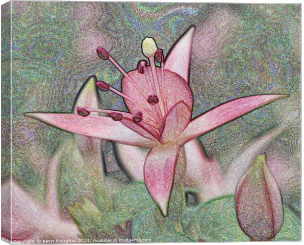 Digital Artwork Of A Lilly Flower Canvas Print by Kevin Maughan