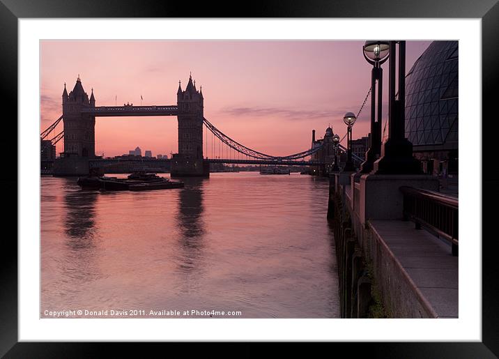 Tower Bridge Sunrise Framed Mounted Print by Donald Davis