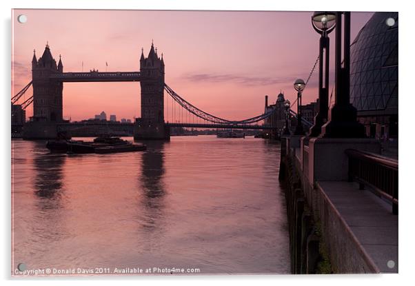 Tower Bridge Sunrise Acrylic by Donald Davis