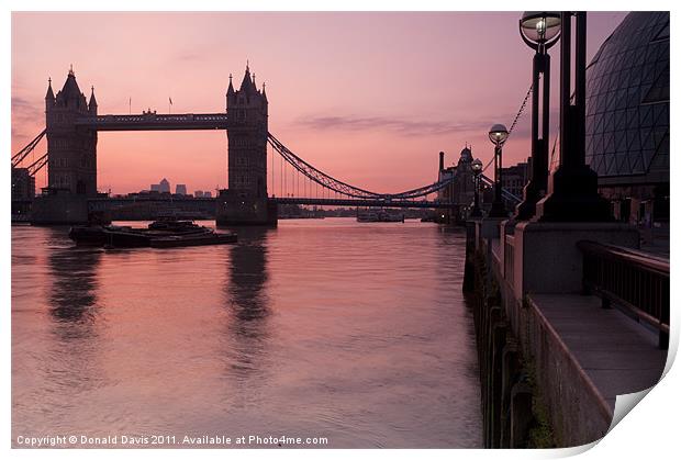 Tower Bridge Sunrise Print by Donald Davis