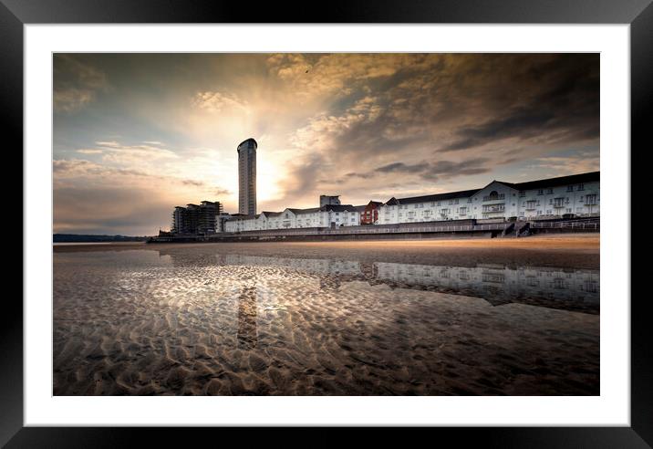 Sunset at Swansea Bay Framed Mounted Print by Leighton Collins