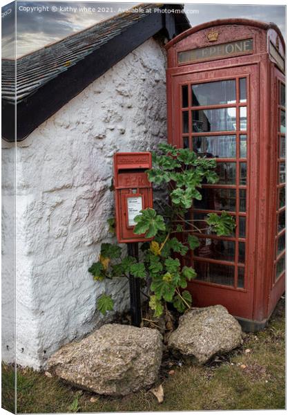 Classic British red telephone box, t.Ives Cornwall, Canvas Print by kathy white