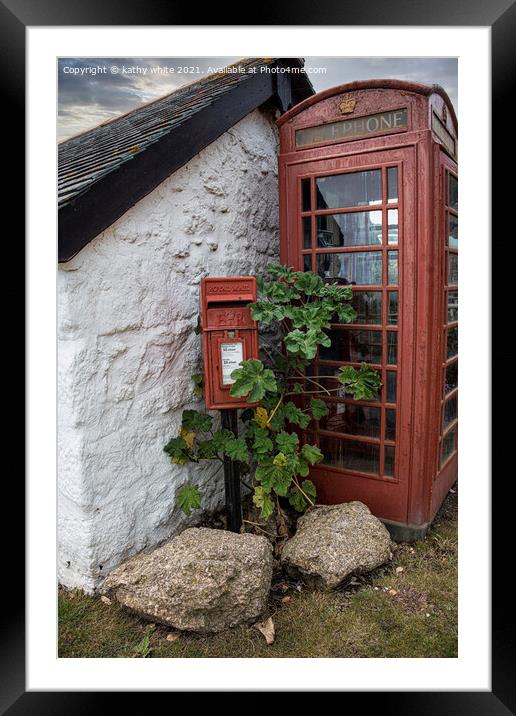 Classic British red telephone box, t.Ives Cornwall, Framed Mounted Print by kathy white